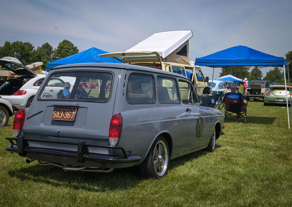 VW Squareback with a VW logo on the door