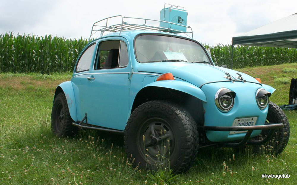 Baja Bug with a roof rack and cooler